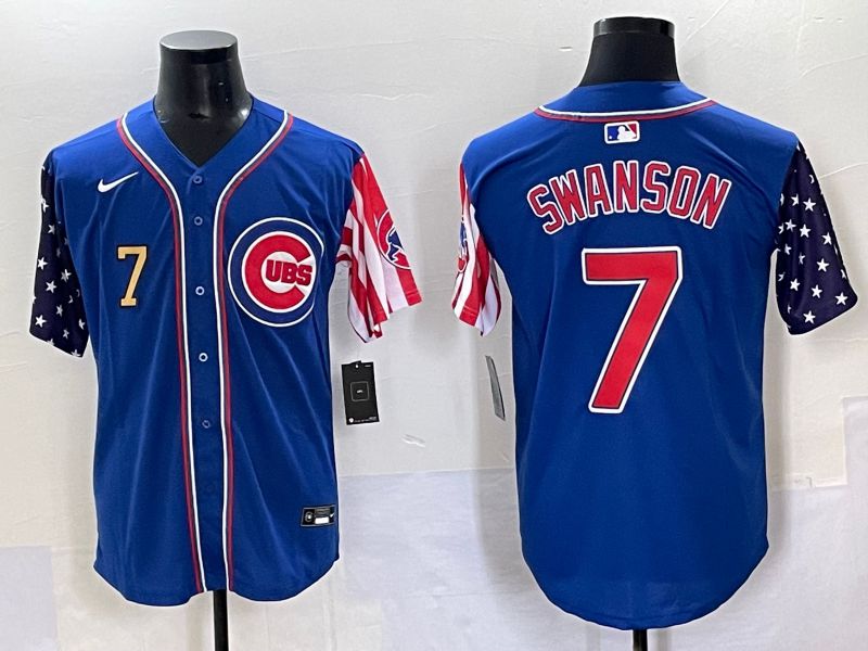 Men 2025 Chicago Cubs #7 Swanson Blue a generation of national flags Joint Name Nike MLB Jersey style 42